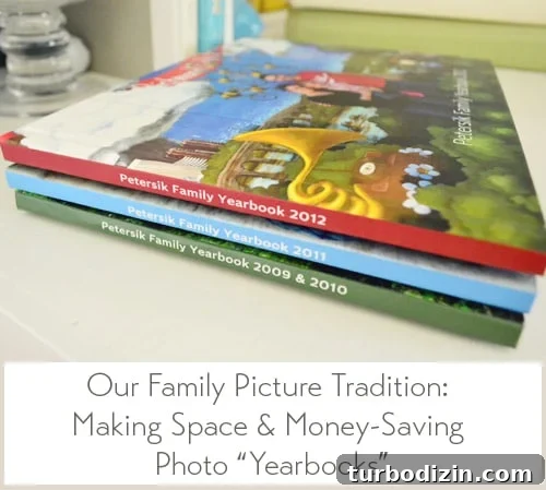 Our Family Picture Tradition Making Space And Money Saving Photo Yearbooks Title Card