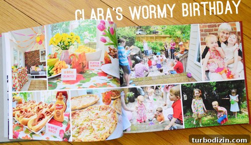 Yearbook Family Album Spread Featuring Photos Of Worm Birthday Party