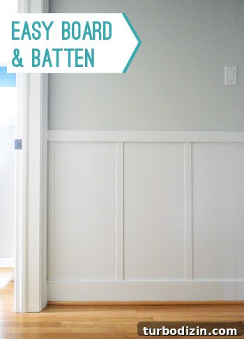 Board and Batten Wall Paneling for Under $60 2 how to install easy DIY board and batten molding for added architectural interest