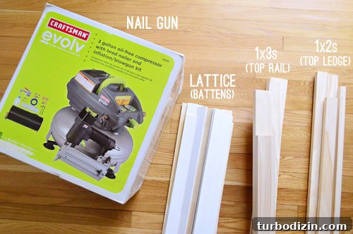 Board and Batten Wall Paneling for Under $60 6 supplies needed to install DIY board and batten molding including nail gun and wood boards and lattice strips