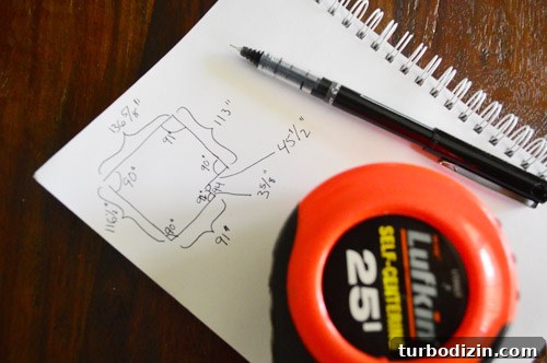 Crown Molding Installation Guide: Step-by-Step Tips for Perfect Results 9 Sketch of bedroom with wall lengths marked for crown installation