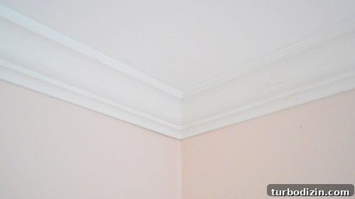 Crown Molding Installation Guide: Step-by-Step Tips for Perfect Results 16 Finished ceiling corner with crown molding installed after caulk