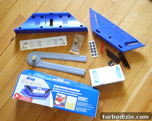 Crown Molding Installation Guide: Step-by-Step Tips for Perfect Results 5 kreg crown pro box with angle finder and crown cutting platform
