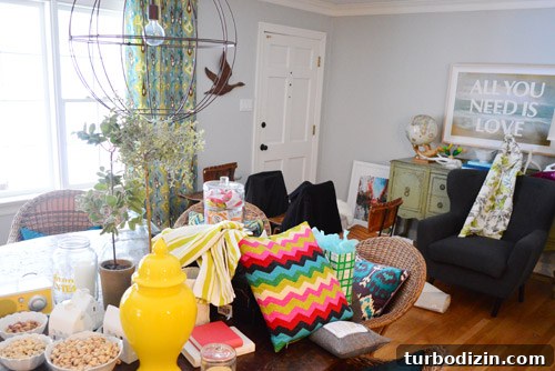 Painting Our Kitchen Soft Blue: Colorado Gray Color Reveal 3 Dining room mess