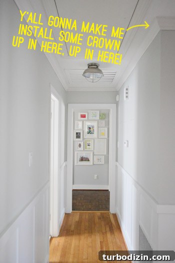 How to Hang Crown Molding: Step-by-Step Video Guide 4 Hallway crown molding