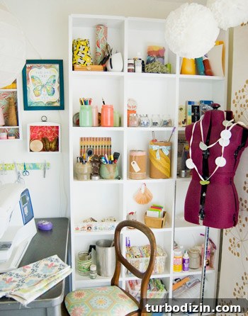 Quaint Vine-Covered Cottage House Crashers Tour 7 Crafting nook with thrifted desk
