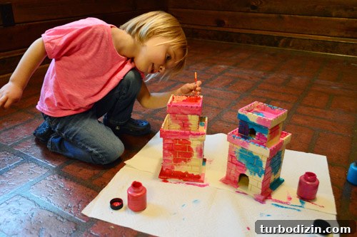 Painted wooden castles