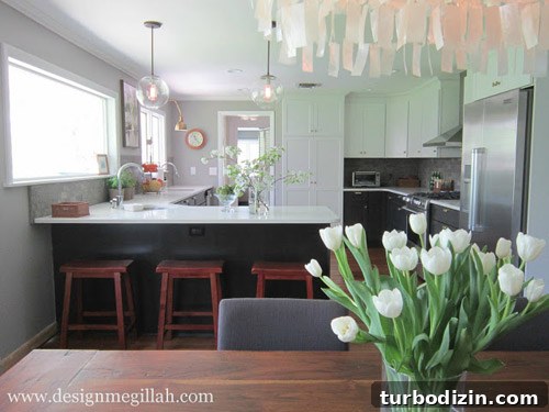 Dark Gray Lower Cabinets with White Upper Cabinets: Kitchen Design Ideas 3 Renovated kitchen photo 2