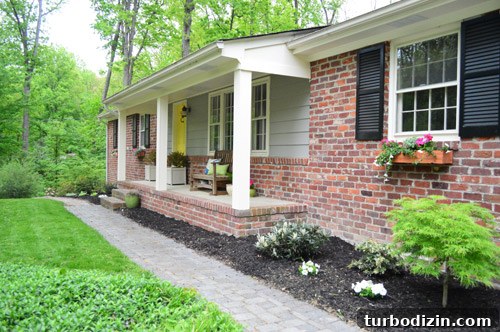 How We Sold Our House Faster as For-Sale-By-Owner (FSBO) 4 Front Of Modern Brick Ranch With Porch Columns And Window Boxes