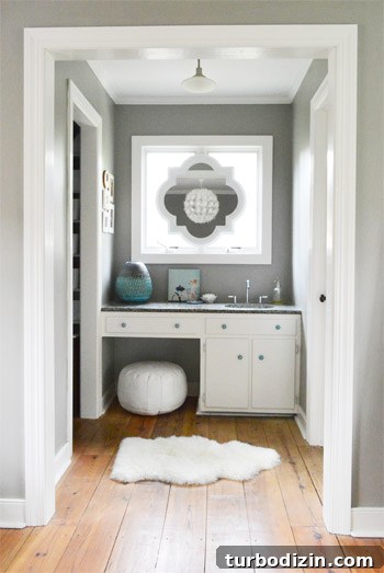 How We Sold Our House Faster as For-Sale-By-Owner (FSBO) 6 Bathroom Vanity Nook With Quatrefoil Mirror Over Sink