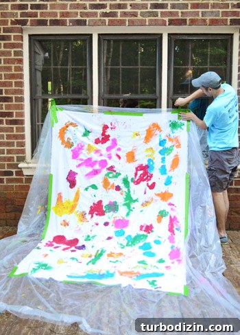 How to Create a Hand-Painted Fabric Backdrop at Home 11 Backdrop setup