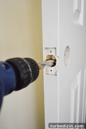 Drilling door latch area