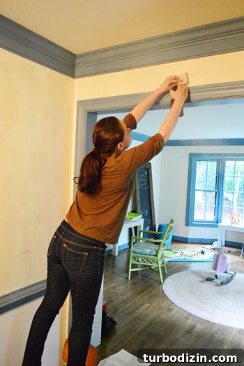 Cleaned foyer walls after wallpaper removal