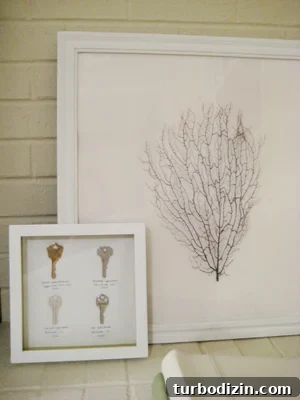 framed keys with handwritten labels