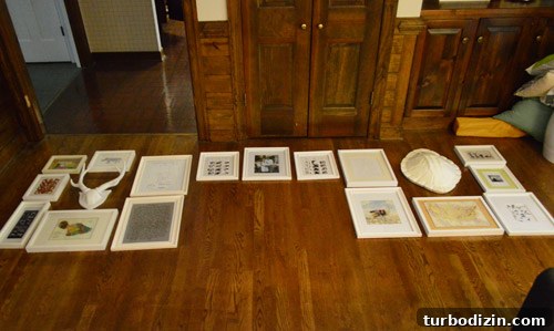 How to Arrange a Gallery Wall Around Your TV for Impact 4 Frames laid out on floor