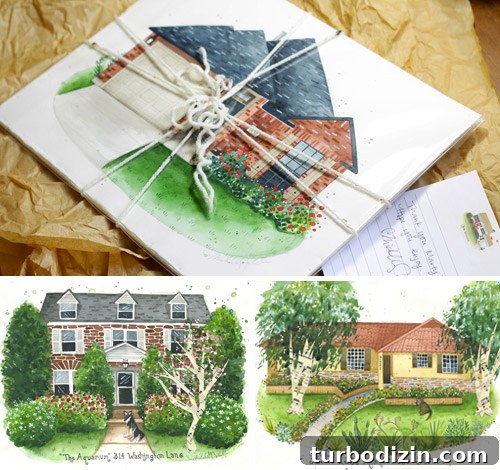 Home Design Giveaway: Create Stylish Living Spaces on a Budget 2 Watercolor house portrait by Michelle Schneider