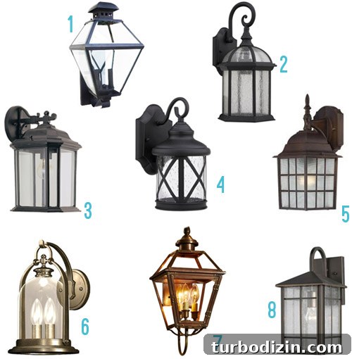 Eight light fixture options mood board