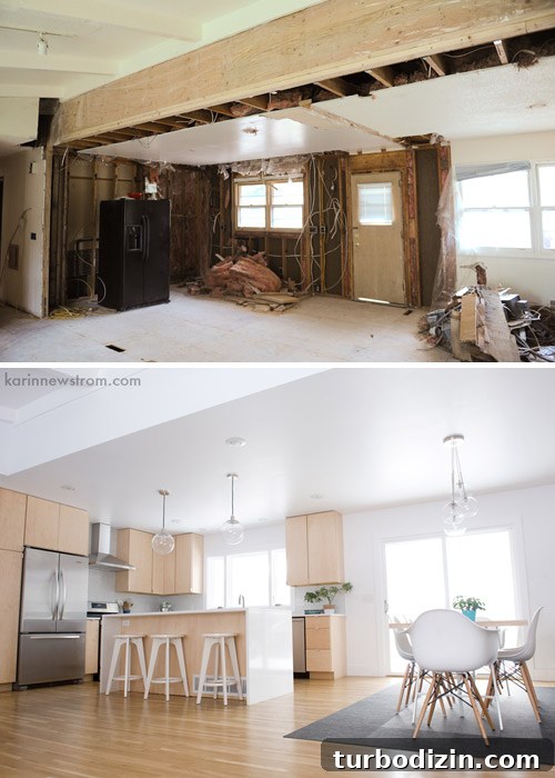 Modern Kitchen Design with Blonde Wood Cabinets 3 During renovation