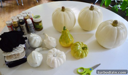 Craft supplies and pumpkins