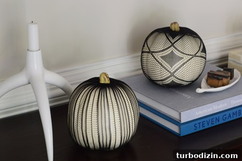 Fishnet pumpkins close up