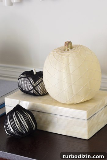 Various fishnet pumpkins