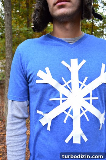 Duct tape snowflake on shirt