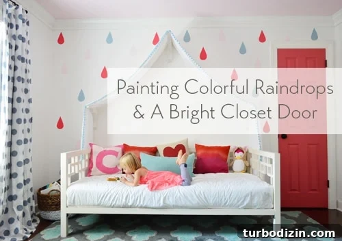 Painting a Pink Closet Door and Raindrop Wall Accent Ideas 2 Painting Colorful Raindrops And A Bright Closet Door Title Card