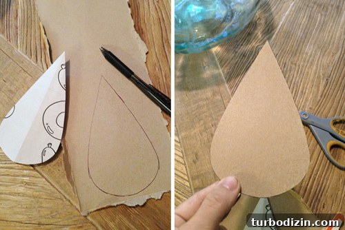 Painting a Pink Closet Door and Raindrop Wall Accent Ideas 10 Cutting Out Template For Raindrop Mural Shape Using Cardboard