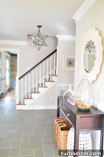 Foyer with Contrasting gray ceiling Revere Pewter