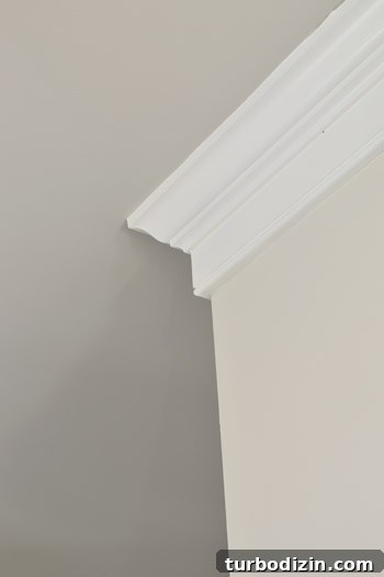 Detail of Revere Pewter Ceiling Simply White Trim and Edgecomb Gray Walls