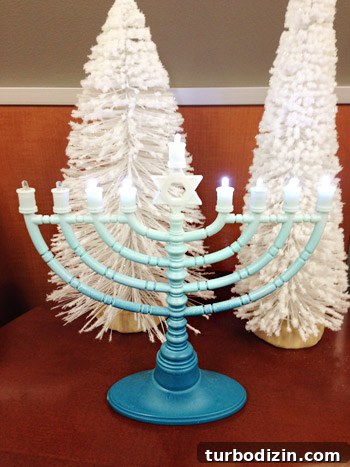 4 DIY Holiday Crafts to Transform Your Home This Season 18 Blue gradient spray painted Menorah DIY project