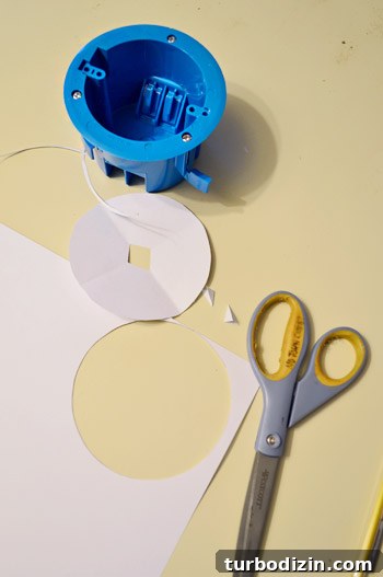 Cutting paper template for old work electrical fixture box