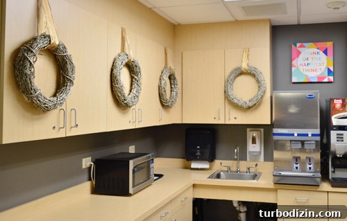 Holiday Makeover at the Children's Hospital: Transforming Care Spaces 17 Wreaths Hanging On Hospital Kitchen Shelving