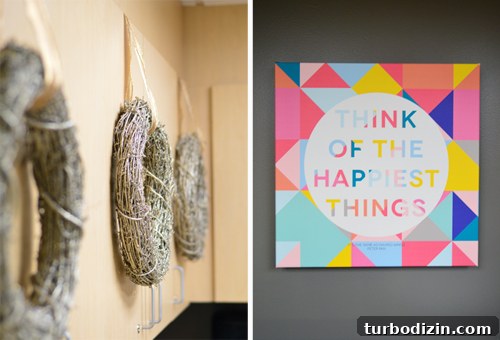 Holiday Makeover at the Children's Hospital: Transforming Care Spaces 18 Detail Of Holiday Wreaths And Think Of The Happiest Things Canvas Quote