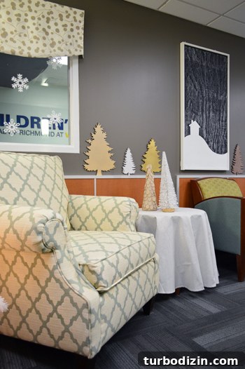 Holiday Makeover at the Children's Hospital: Transforming Care Spaces 9 Comfy Armchair With Holiday Christmas Tree Decorations at Childrens Hospital of Richmond At VCU