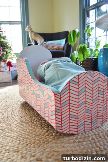 Paint a Chevron Pattern on Wood: Step-by-Step Guide for Perfect Results 2 Painted cradle close-up