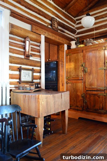 Butcher block and fridge