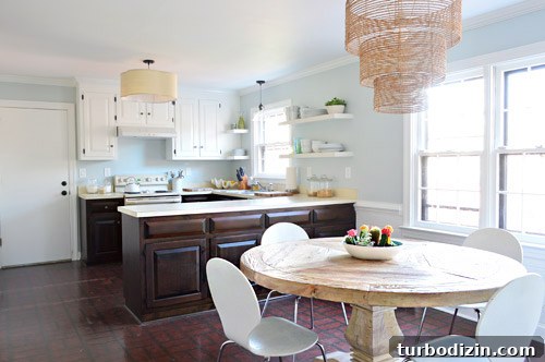How to Make Wood Cabinets Darker: Step-by-Step Staining Guide 13 Final kitchen with dark stained lower cabinets and white painted upper cabinets