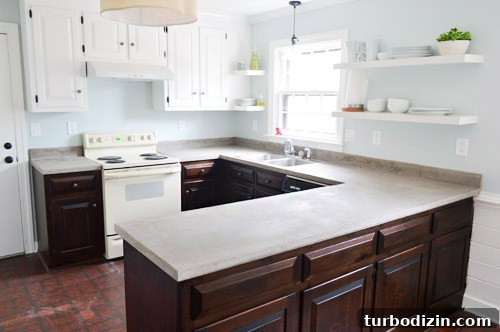 How to Make Wood Cabinets Darker: Step-by-Step Staining Guide 14 Faux concrete finish on laminate kitchen cabinets