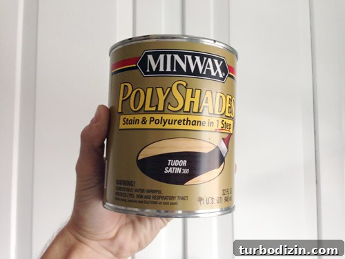 How to Make Wood Cabinets Darker: Step-by-Step Staining Guide 3 Minwax PolyShades can in Tudor Satin finish