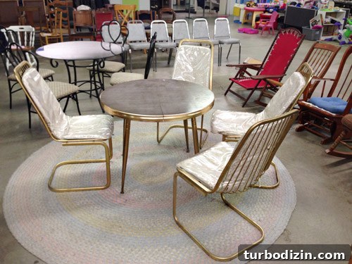 Thrift store wire chairs close-up