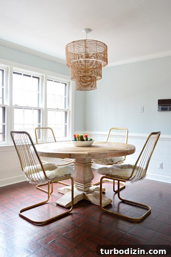Wire chairs in kitchen