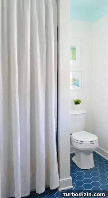 How to Paint a Bathroom Ceiling and Install Trim for a Polished Finish 15 Blues-AFTER-Vertical-3