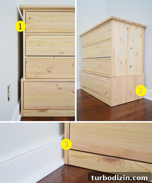 Places where an Ikea Fjell Dresser doesn't sit flush against a wall
