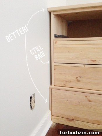 Final Gap Between Wall And Ikea Fjell Dresser