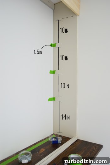 Measurements of shelf spacing for DIY bookshelf