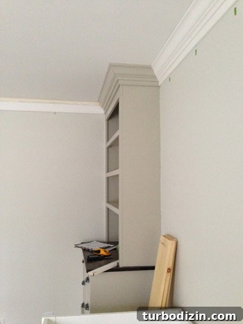 How to Install Crown Molding Around Built-In Bookcases 5 img 63386 7