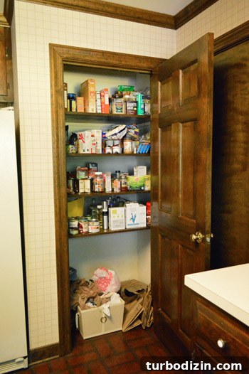 How to Add Extra Pantry Shelves and Install a Microwave 3 Pantry clutter