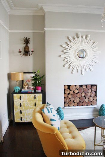 House Crasing: Cheerful Across the Pond — Guide to UK Homestays 10 Living room dresser with wallpaper