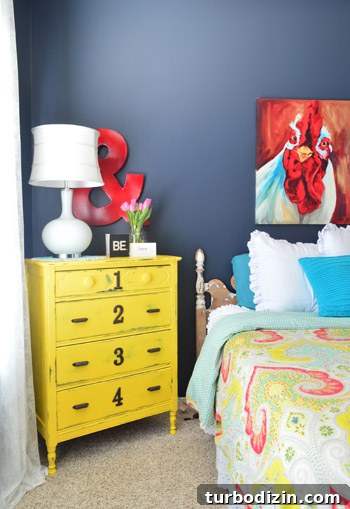House Crashing: Joyful and Carefree Party Crashers 6 Yellow Dresser DIY With Numbers Down Drawers